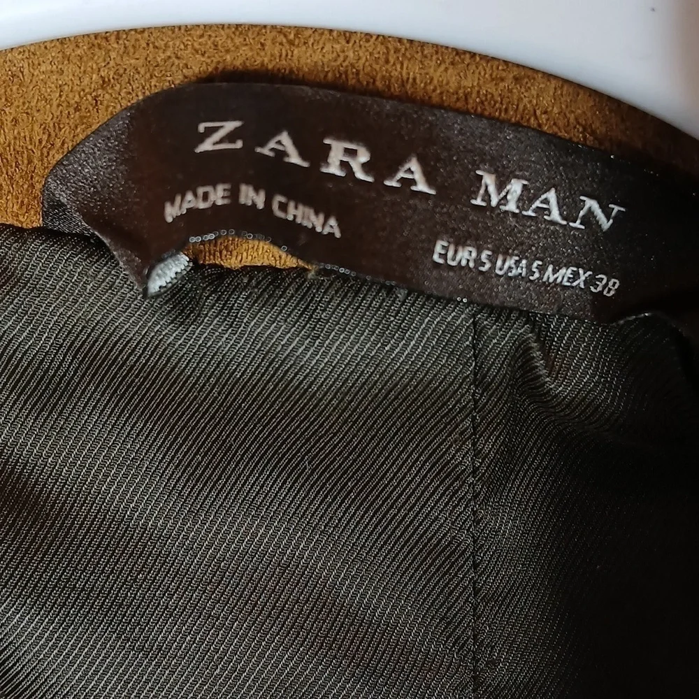 Zara Men's Rust Brown Vegan Suede Moto Biker Jacket size Small